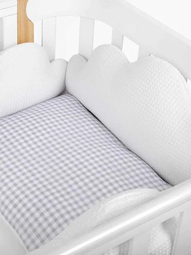 Набор бортиков на кроватку Happy Baby 3 шт. (white) Облака