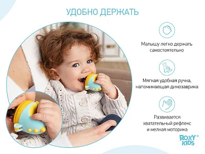 Ниблер Roxy Kids для прикорма с силиконовой сеточкой Dino